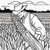 Ausmalbild Bauer, Feld
