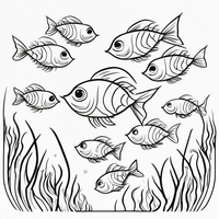 Ausmalbild Fische 1