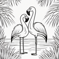 Ausmalbild Flamingos 1