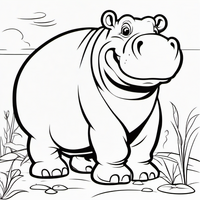 Ausmalbild Flusspferd