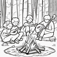 Ausmalbild Lagerfeuer 2