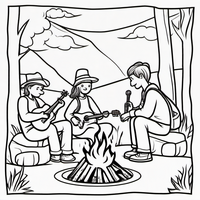 Ausmalbild Lagerfeuer 3