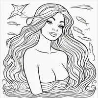 Ausmalbild Meerjungfrau 1